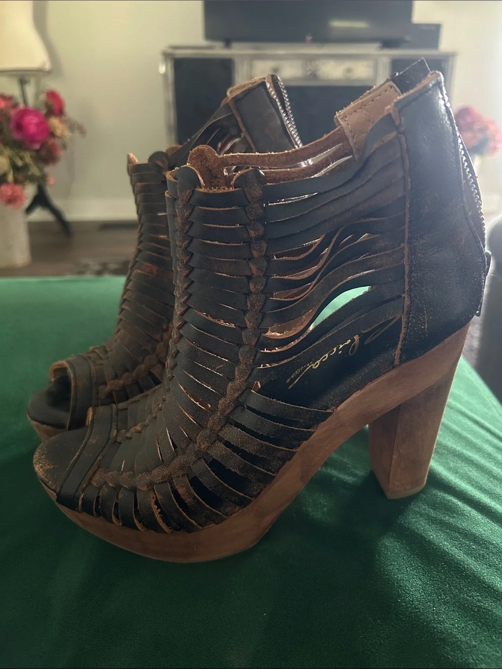 Sbicca Dark Brown Woven Platform Sandals